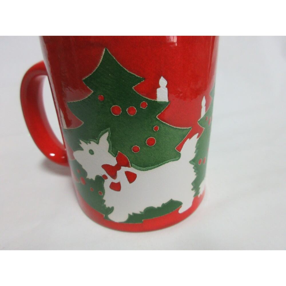 Waechtersbach Red Teddy Bears & Christmas Tree Scotty Dog Coffee Mug W. Germany - Picture 3 of 7